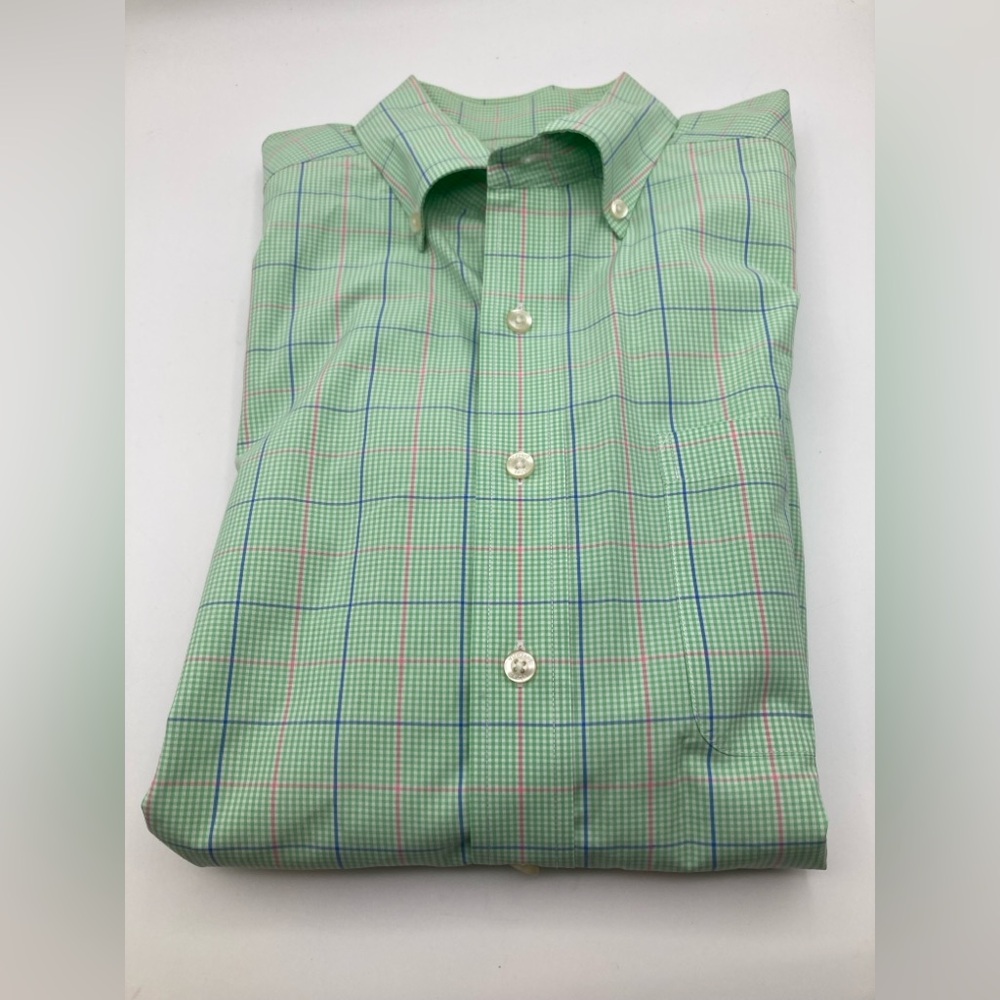 Vineyard Vines Men’s Murray Shirt Green Checkered Spring Button Down Size L